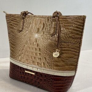 Women’s Brahmin Melbourne Color Block Crocodile Embossed Leather Tote Bag